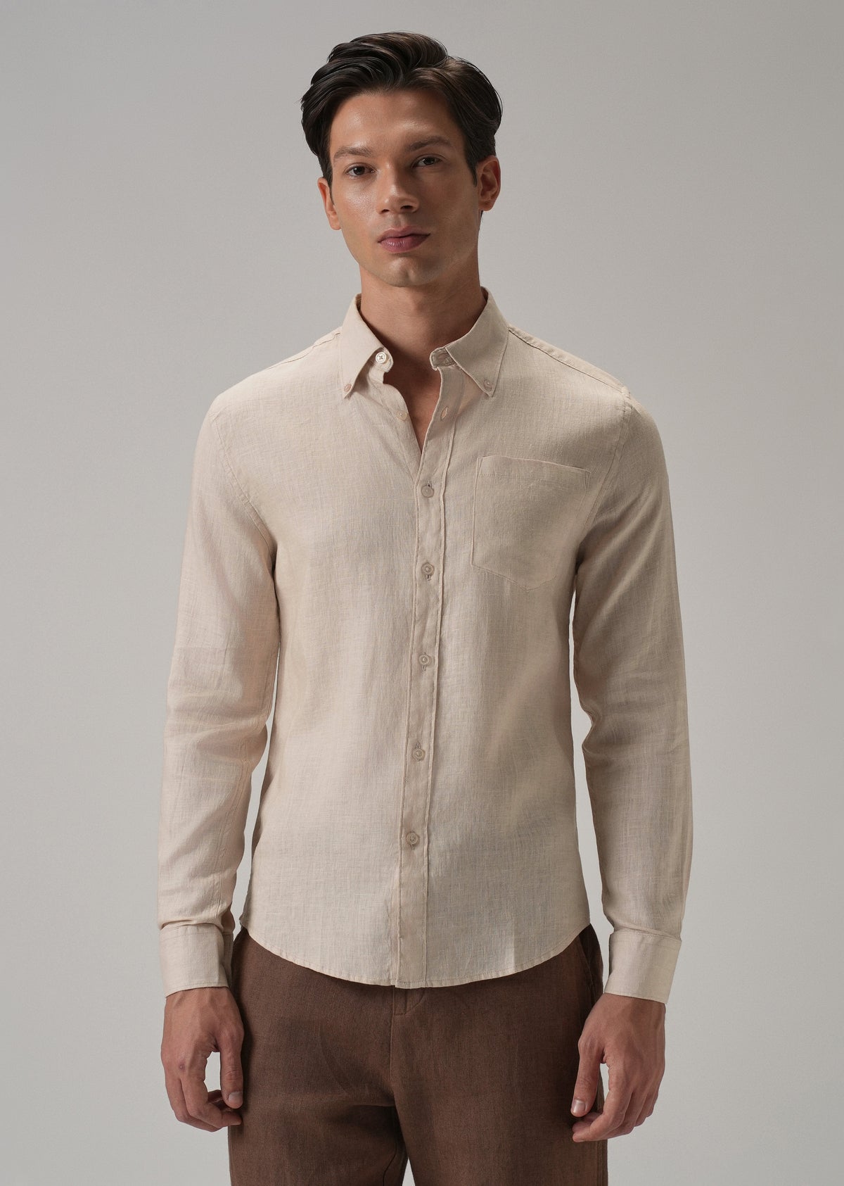 100% Pure Light Peach Linen Shirt
