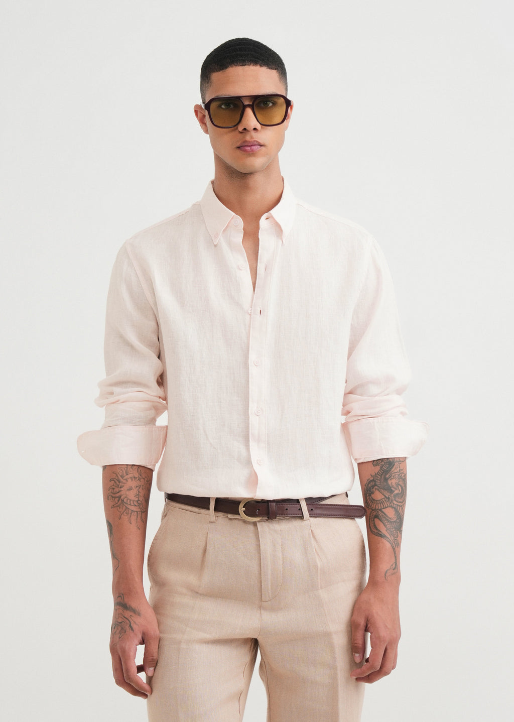 100% Pure Linen Pale Pink Shirt