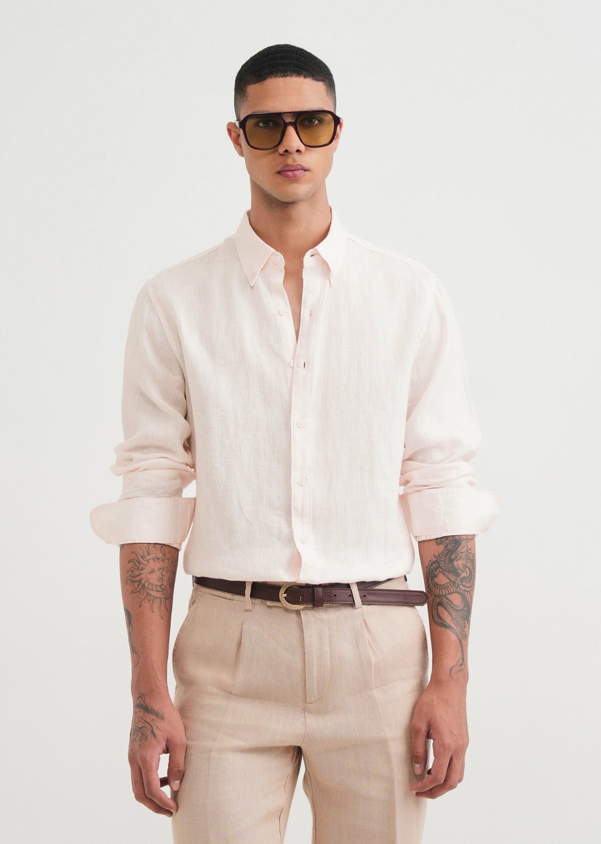100% Pure Linen Pale Pink Shirt