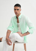 100% Pure Linen Mint Green Shirt