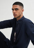 100% Pure Linen Navy Blue Shirt