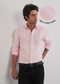 100% Pure Linen Pink Plain Shirt