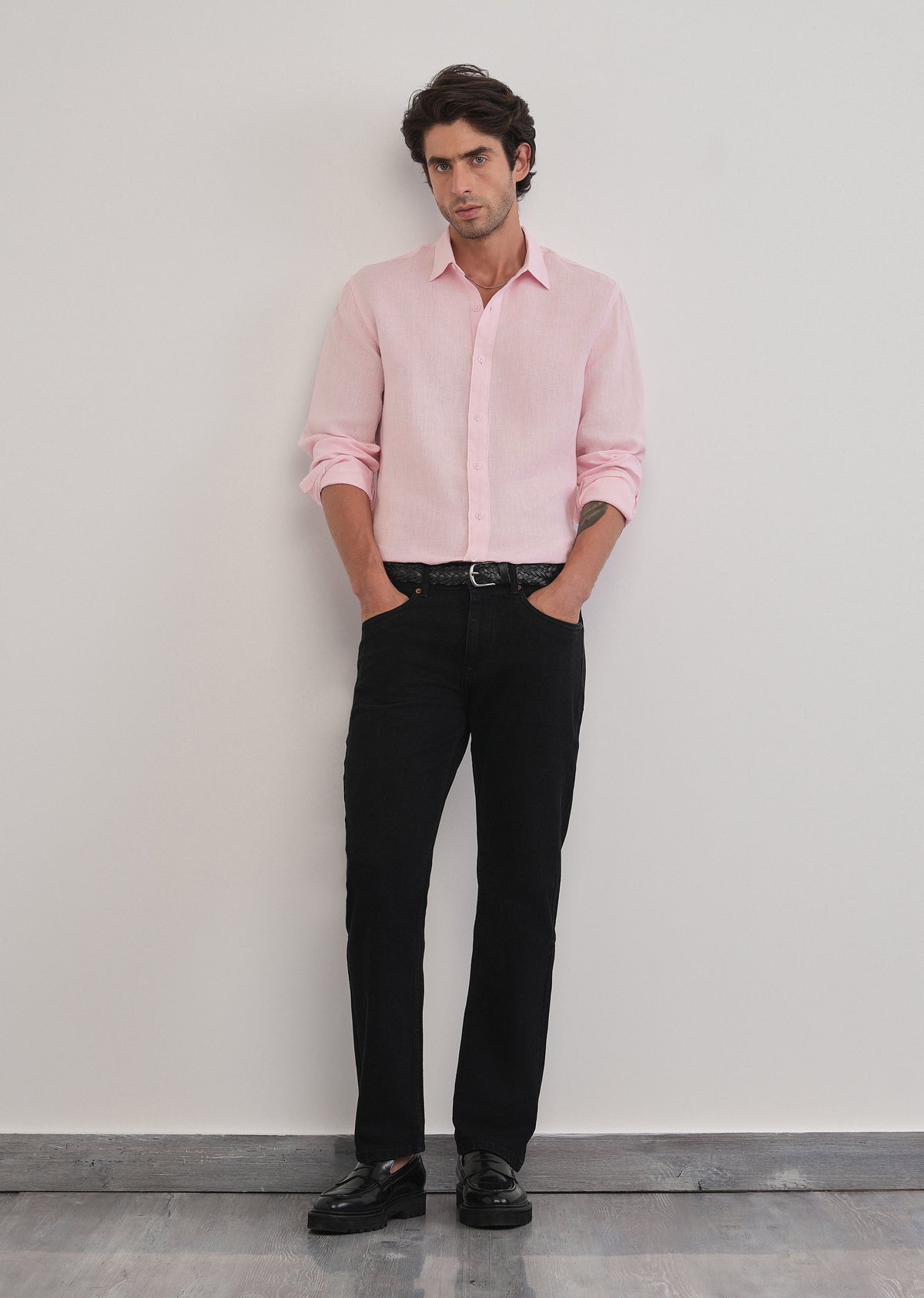 100% Pure Linen Pink Plain Shirt