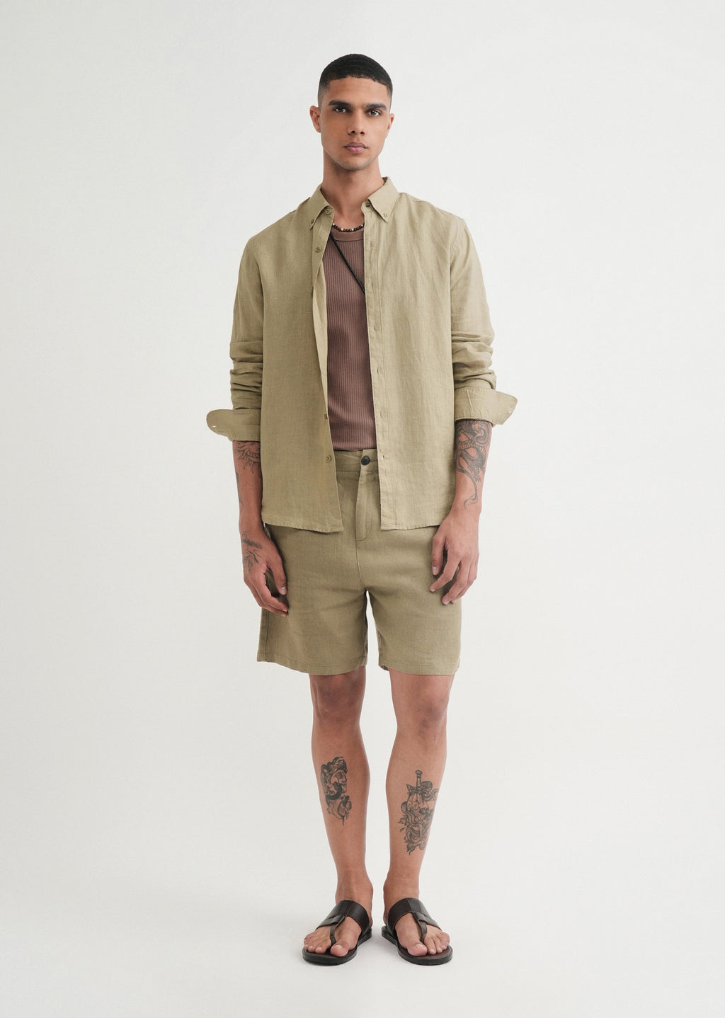 100% Pure Linen Sage Green Shirt