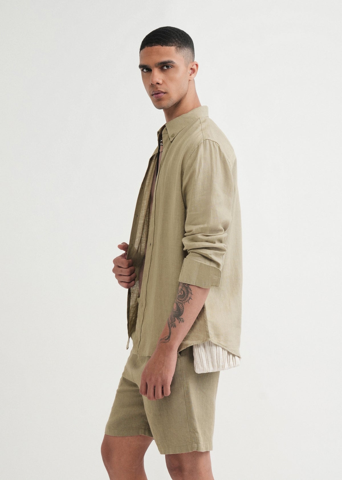 100% Pure Linen Sage Green Shirt