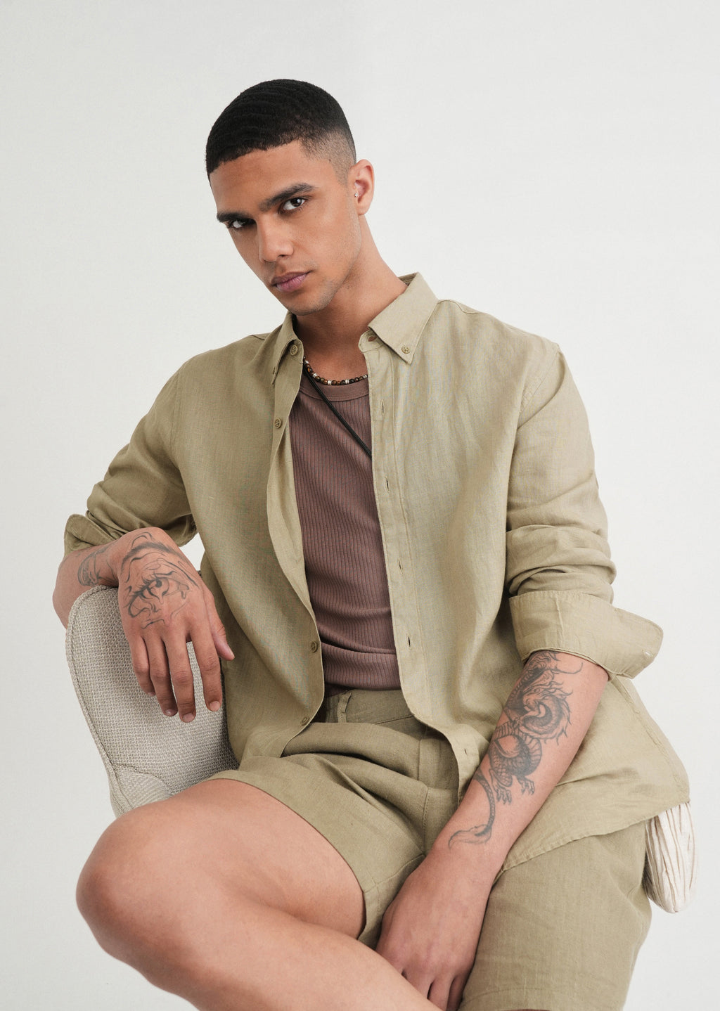 100% Pure Linen Sage Green Shirt