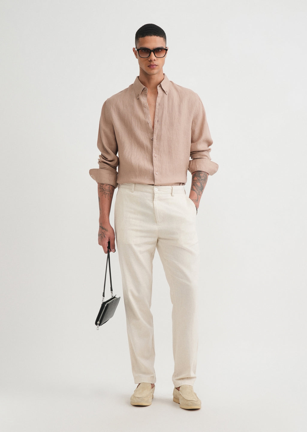 100% Pure Linen Sand Beige Shirt