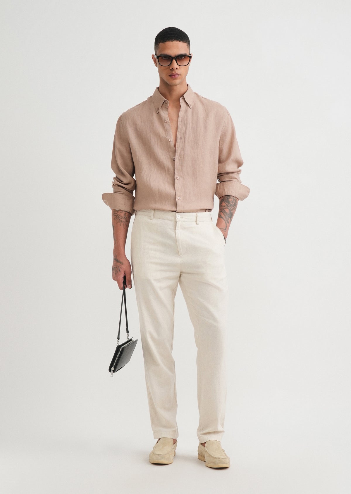 100% Pure Linen Sand Beige Shirt