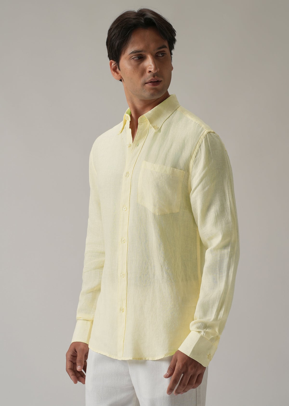 100% Pure Yellow Linen Shirt