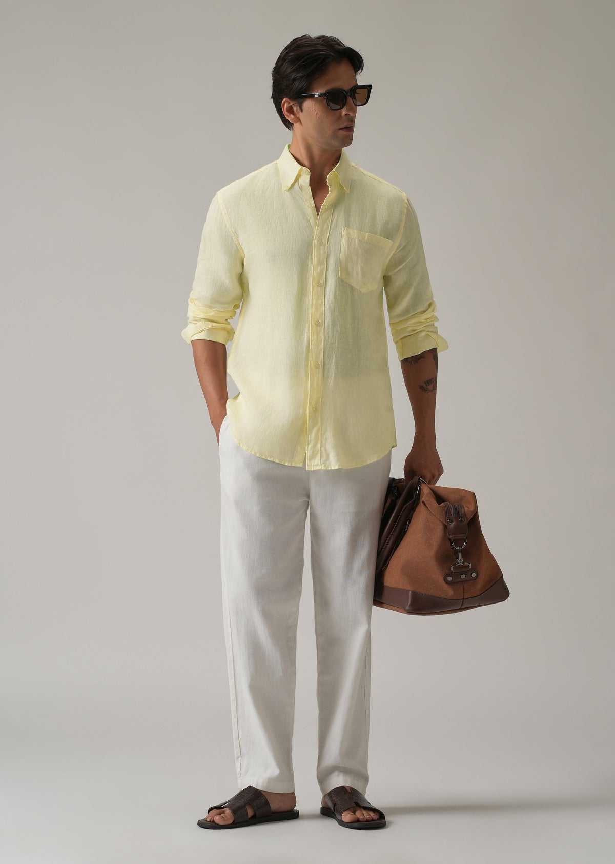 100% Pure Yellow Linen Shirt