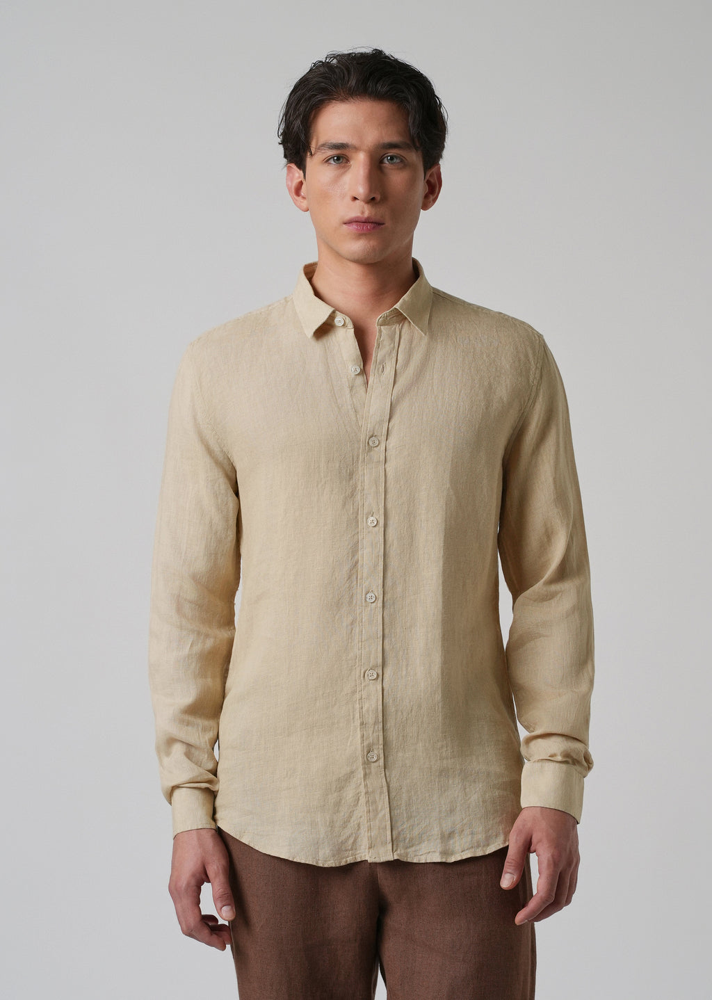 100% Pure Oak Beige Linen Shirt