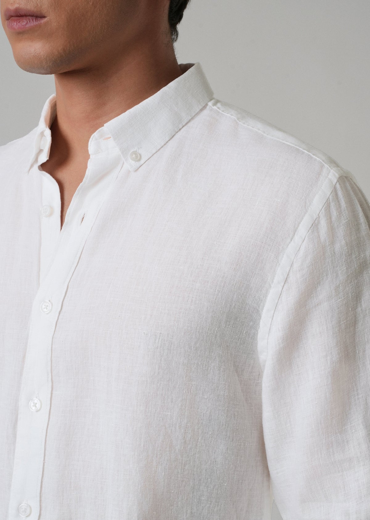 100% Pure Talc White Linen Shirt