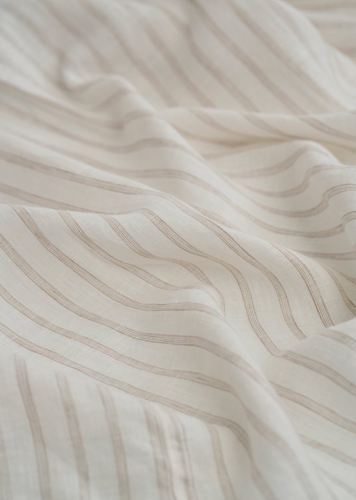 100% Linen Off-White Classic Stripe Shirt