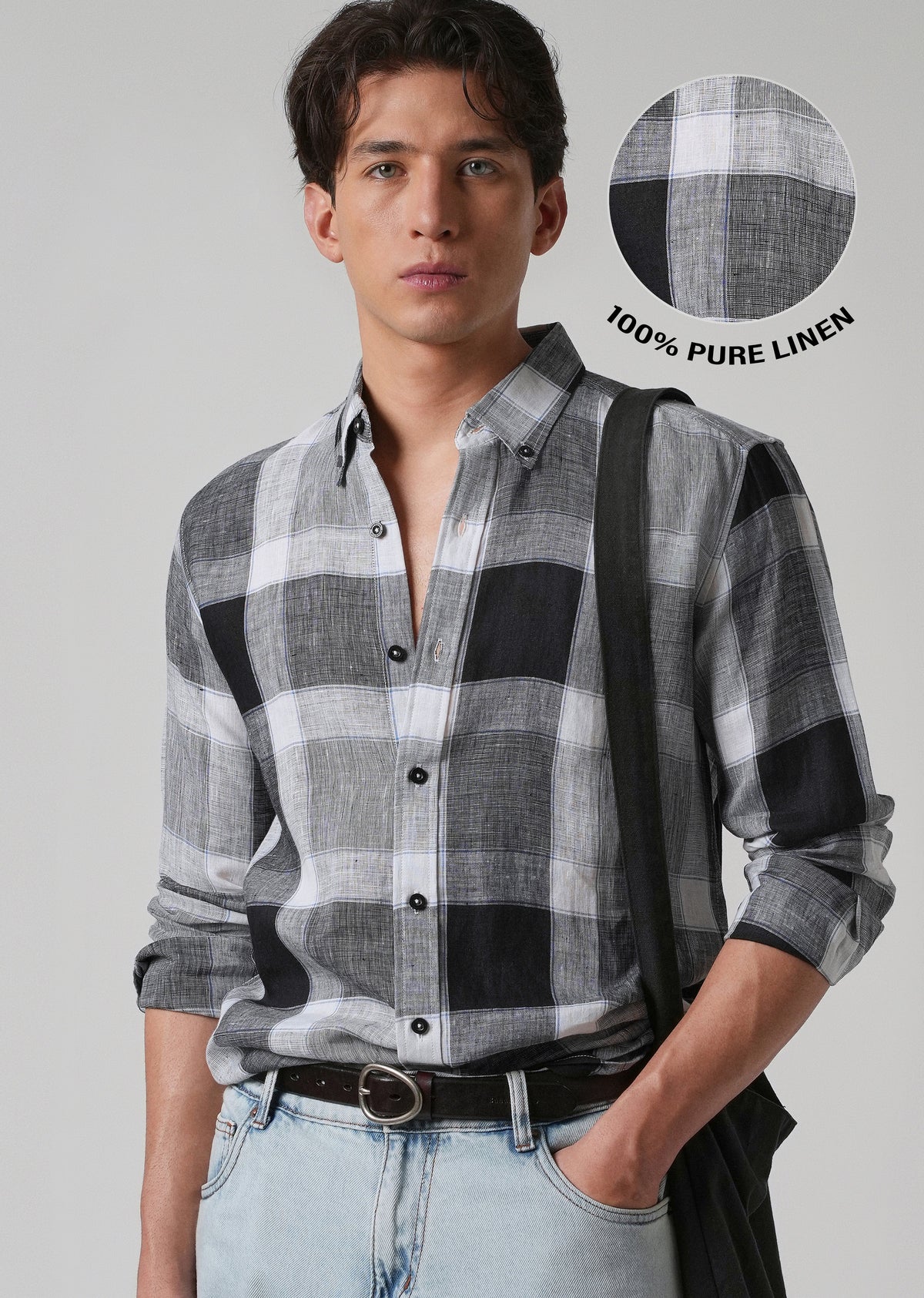100% Pure Irish Linen Checks Shirt