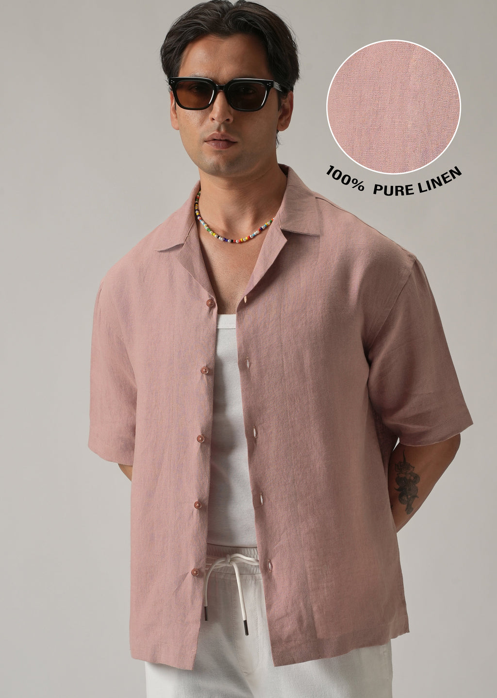 100% Pure Irish Pink Linen Shirt