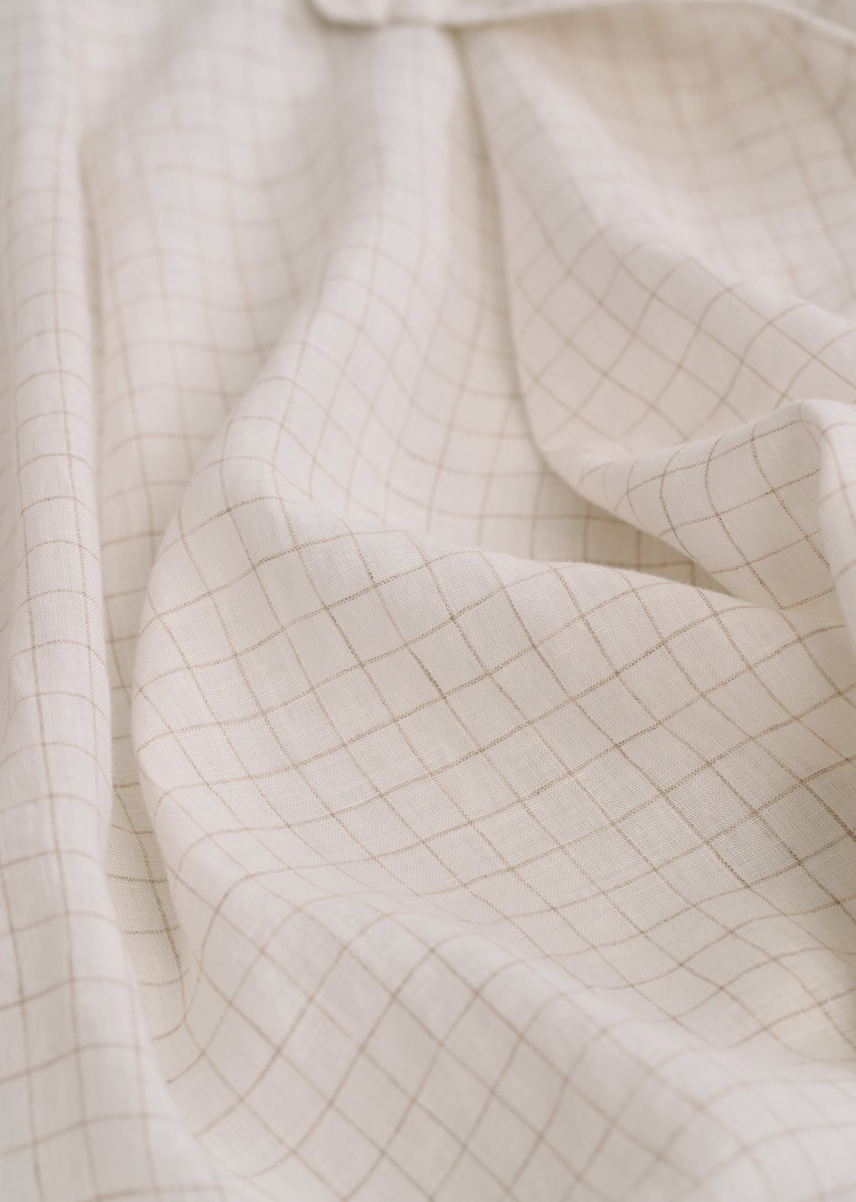 100% Pure Linen Off-White Check Shirt
