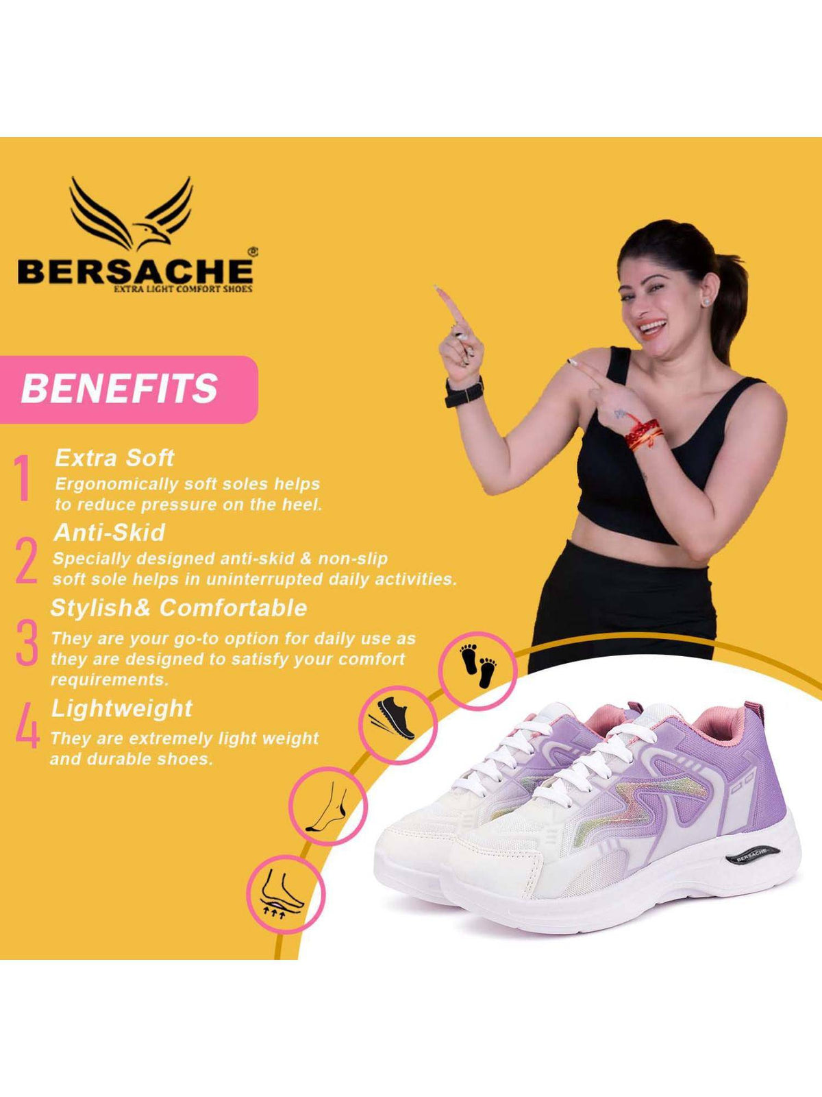 Premium Sports Trending Running Purple Shoes for Women's | SH9 - view 2