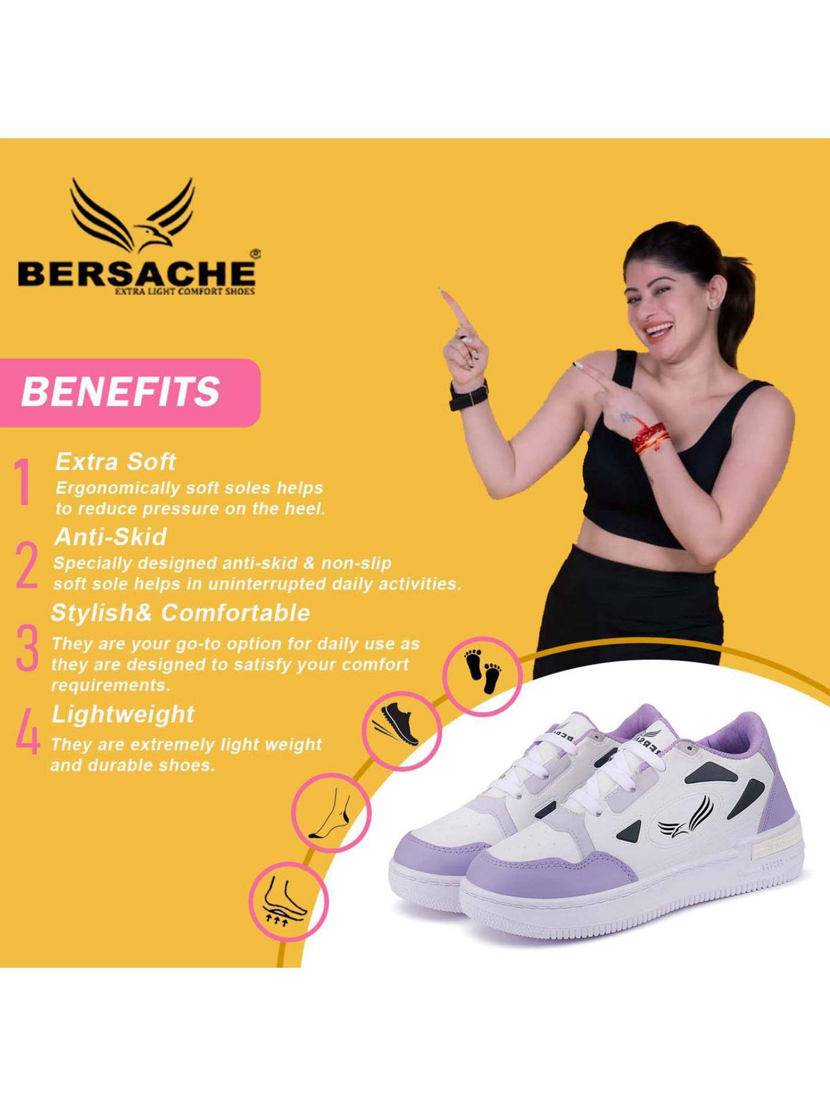 Premium Sports Trending Running Purple Shoes for Women's | SH9 - view 2