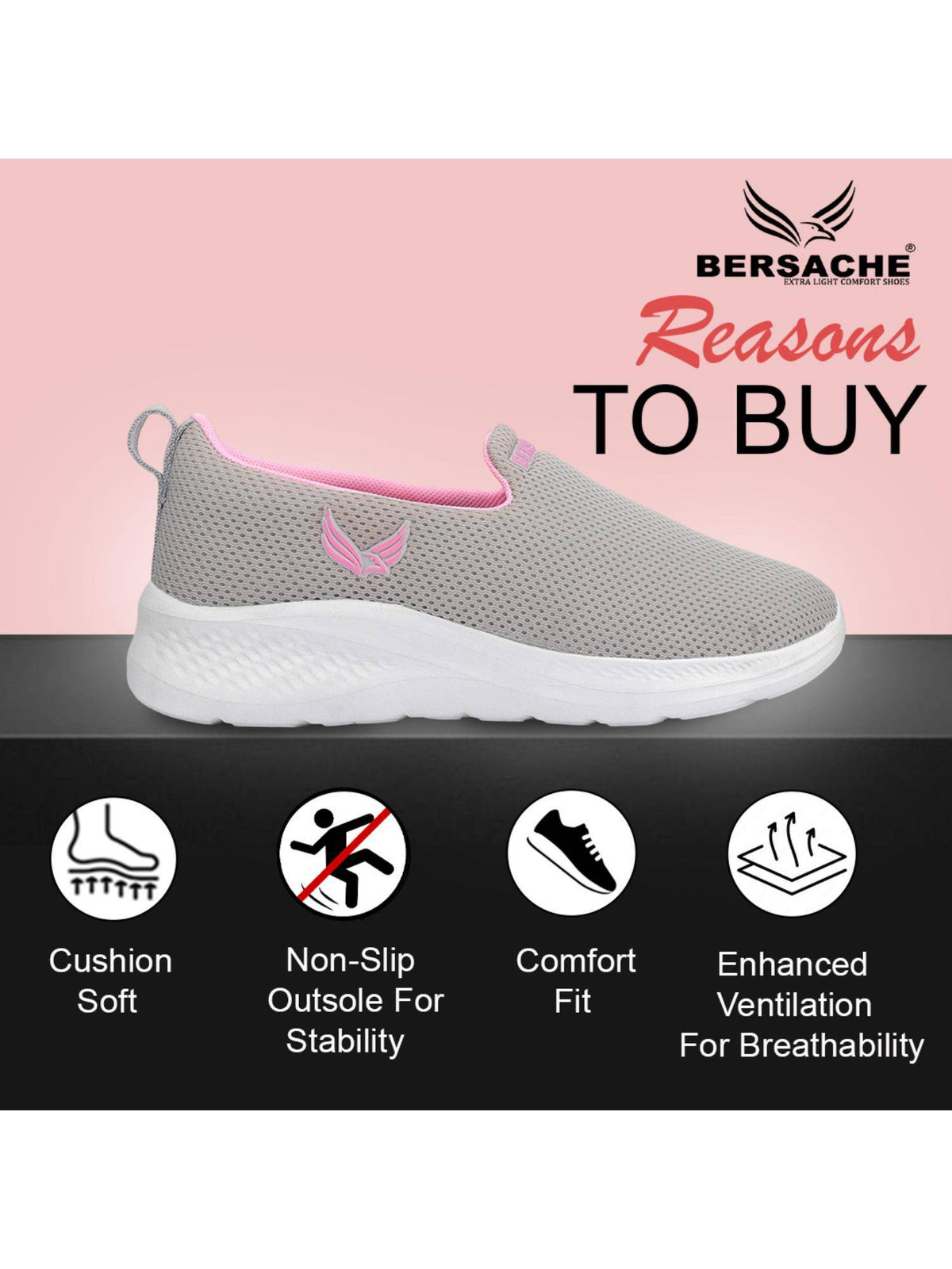 Premium Sports Trending Running Grey Shoes for Women's | SH9 - view 2