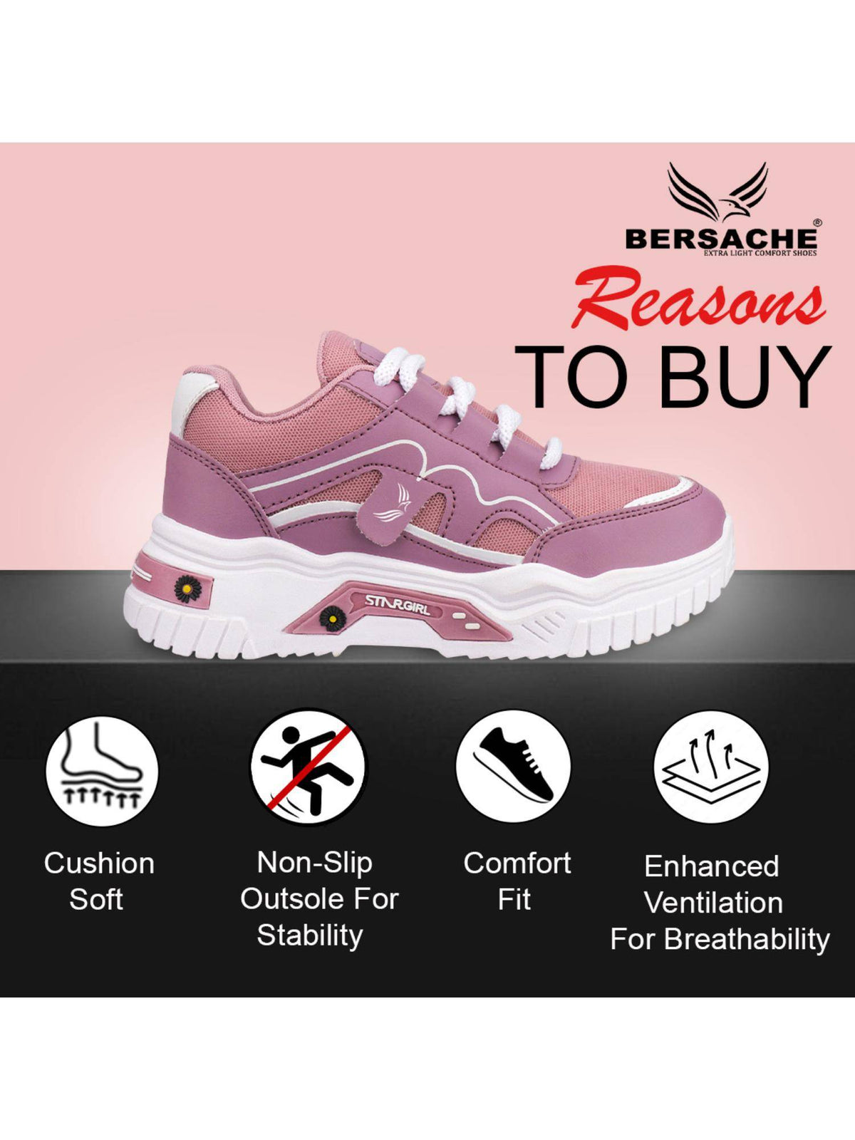 Premium Sports Trending Running Pink Shoes for Women's | SH9 - view 2