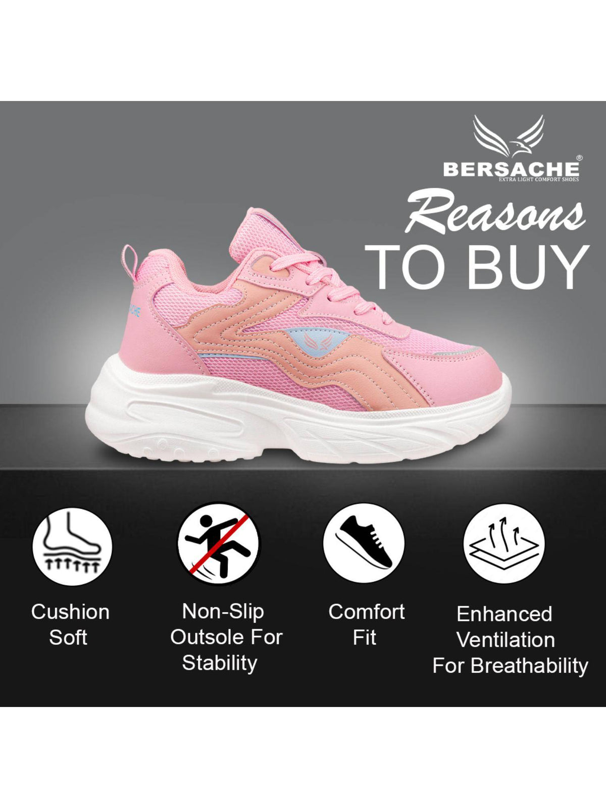 Premium Sports Trending Running Pink Shoes for Women's | SH9 - view 2