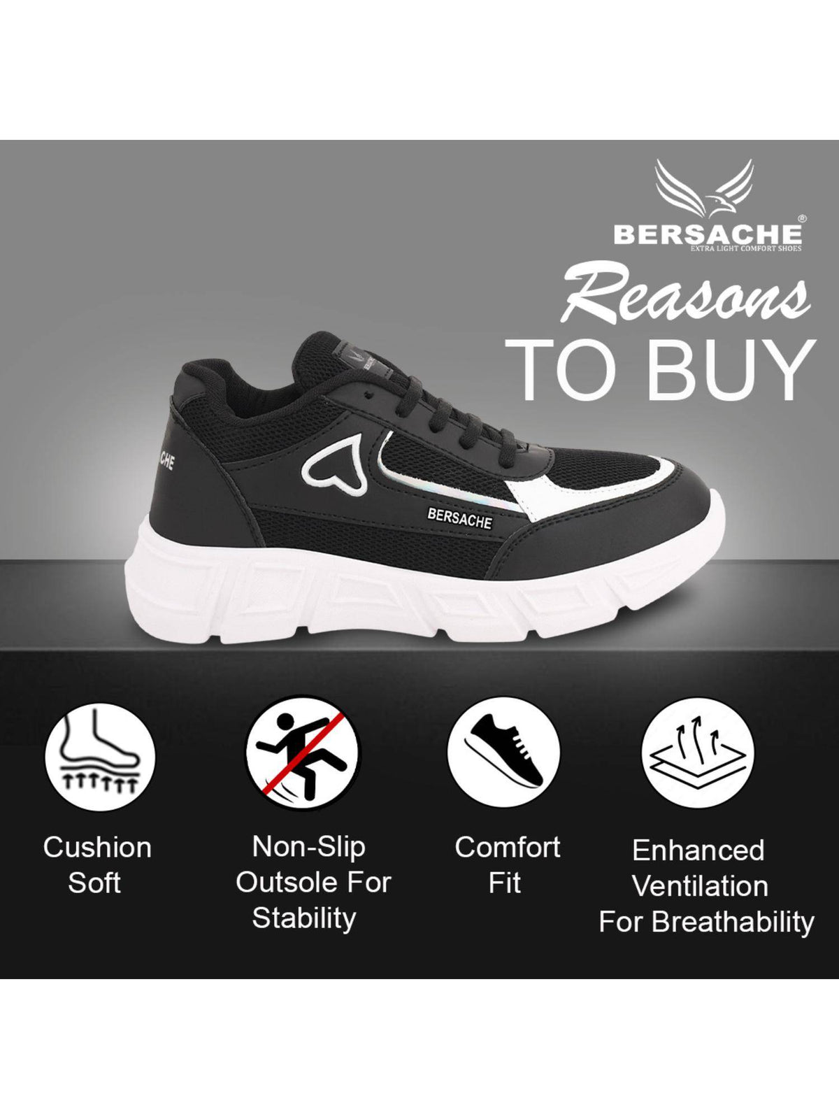 Premium Sports Trending Running Black Shoes for Women's | SH9 - view 2
