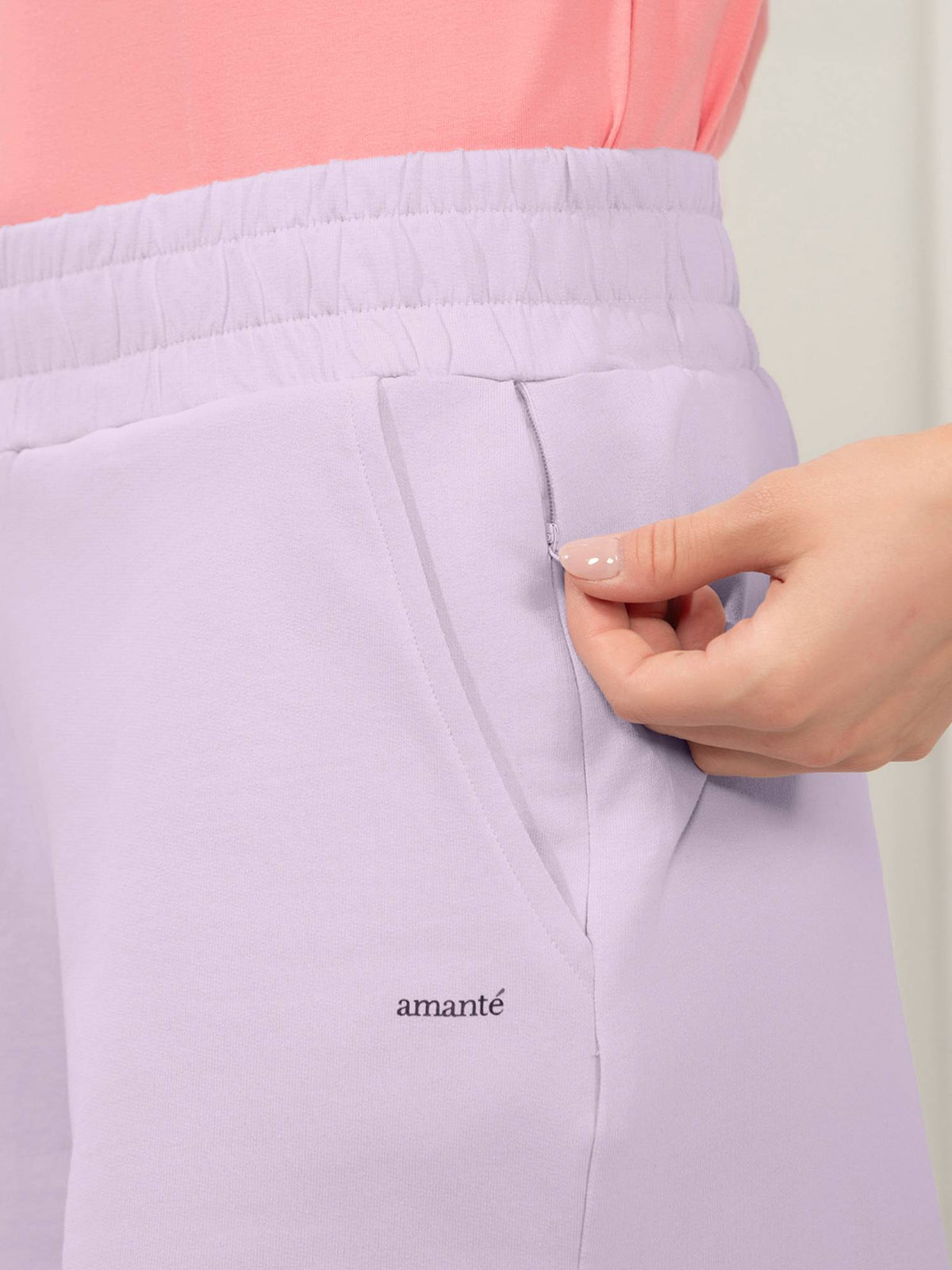 Women Relaxed Fit High Rise Comfort Shorts-Lavender - view 5