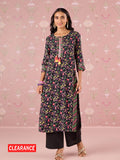 Black Garden Groove Embroidered Kurta LIKKUR206 | KDG - view 1