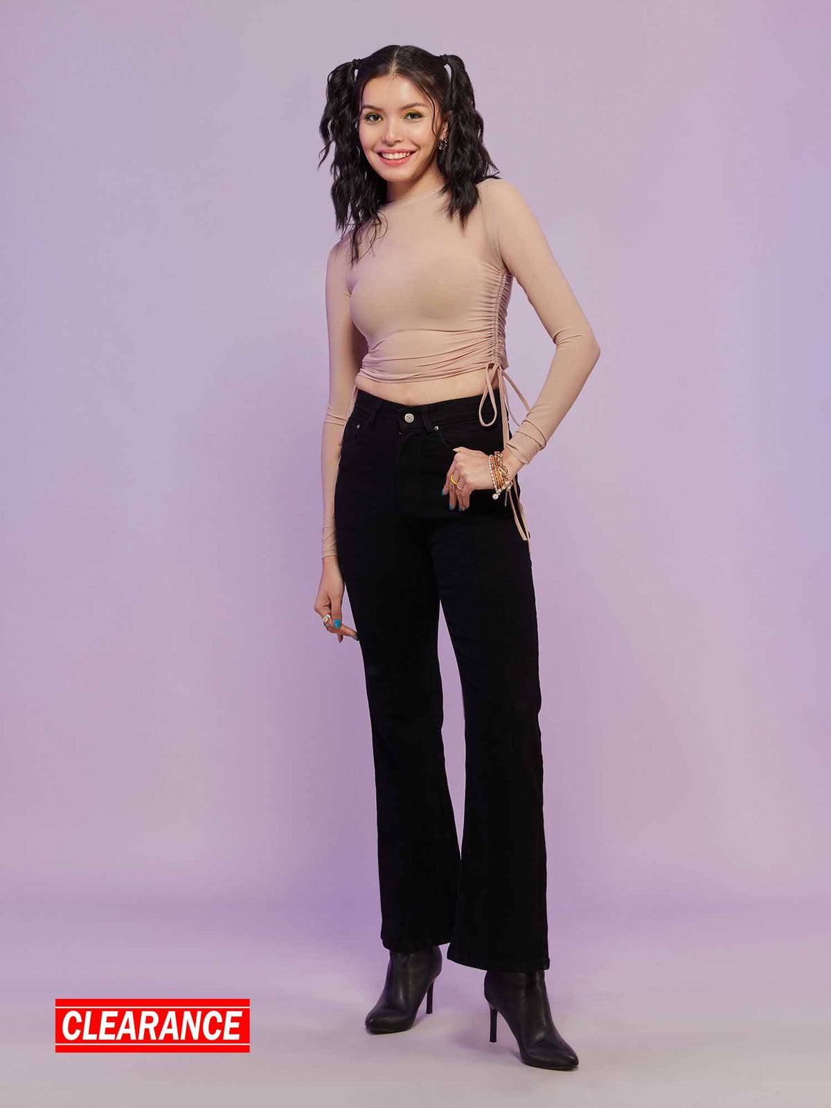 Camel Solid Round Neck Full Sleeve Top | CT61 - view 1