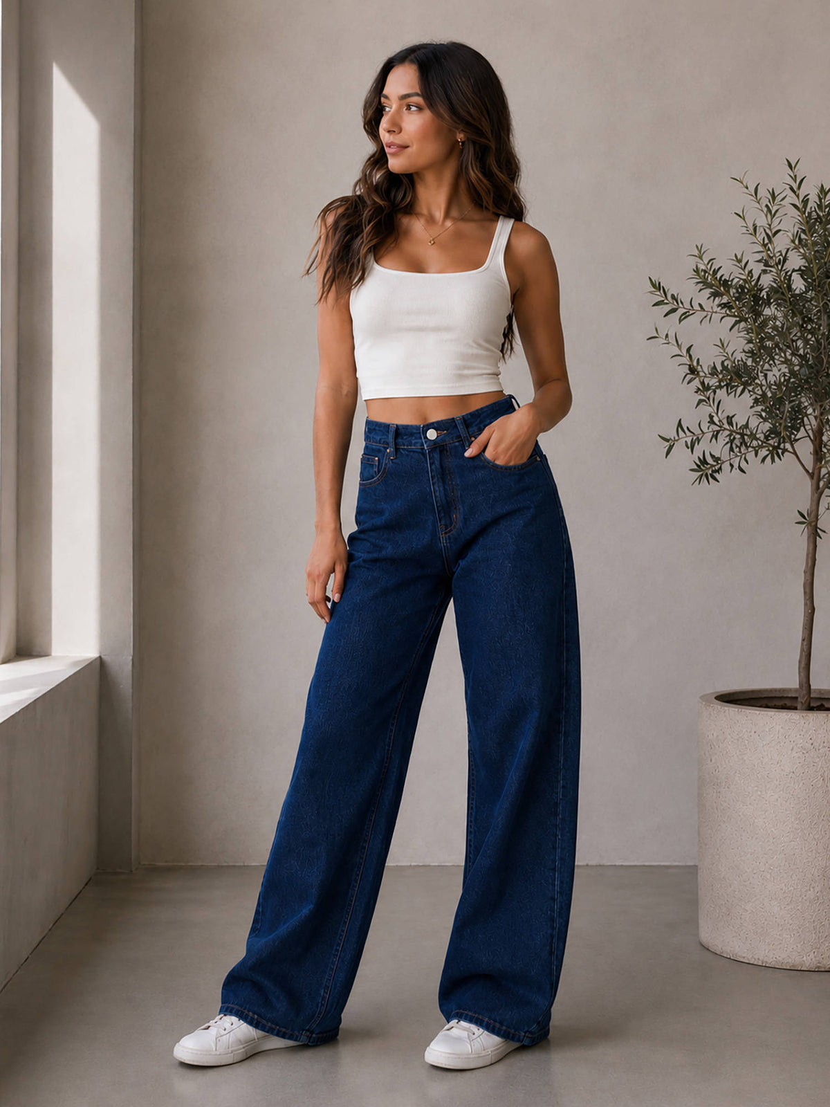 Women Blue Cotton Blend Jeans | BG78 - view 4