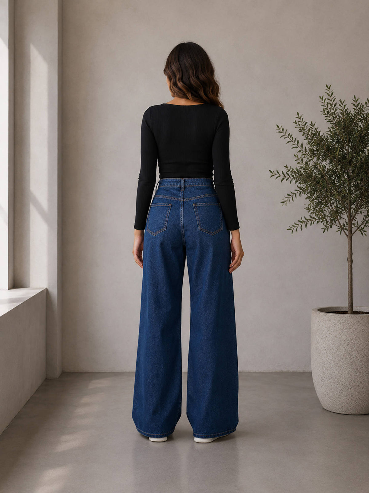 Women Blue Cotton Blend Jeans | BG78 - view 2