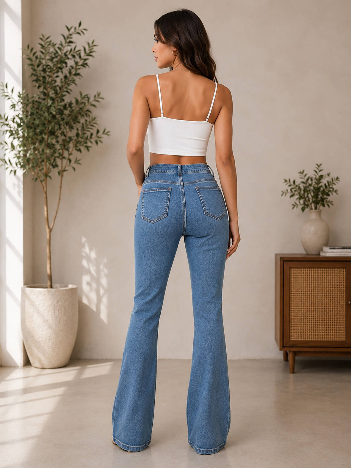 Women Blue Cotton Blend Jeans | BG78 - view 2