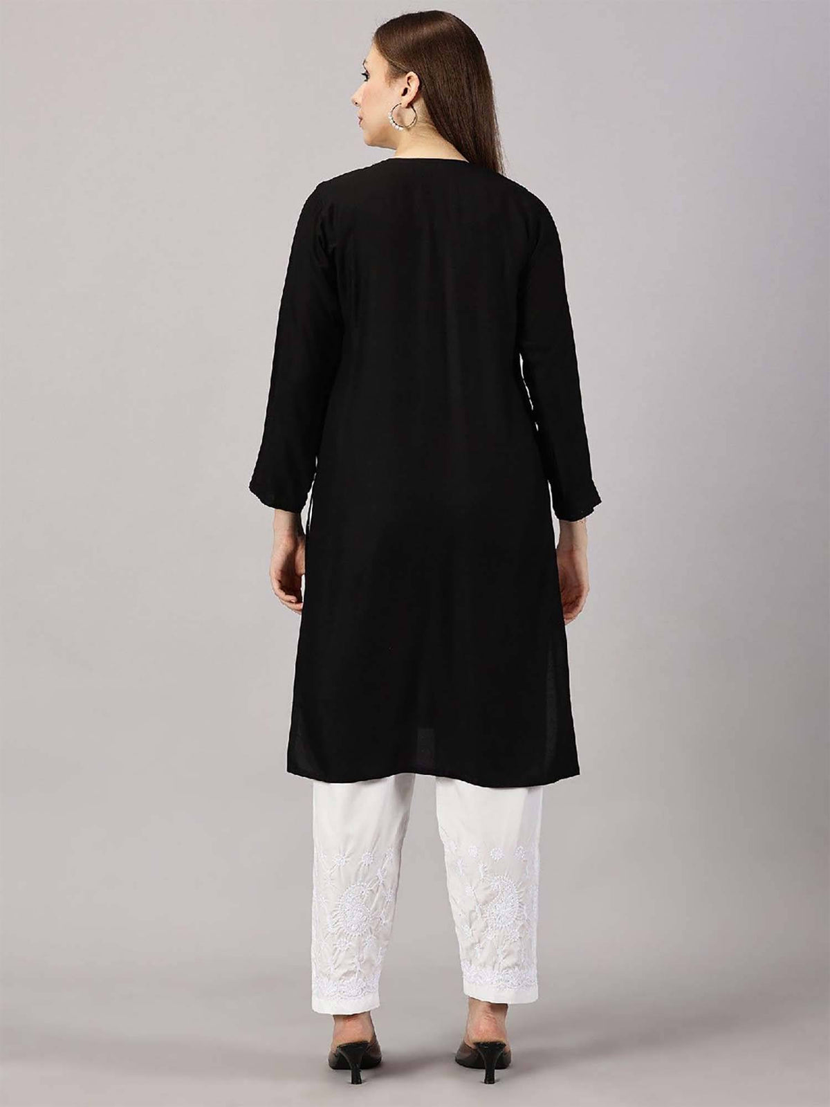 Women Red Floral Embroidered Straight Kurta | FY93 - view 20
