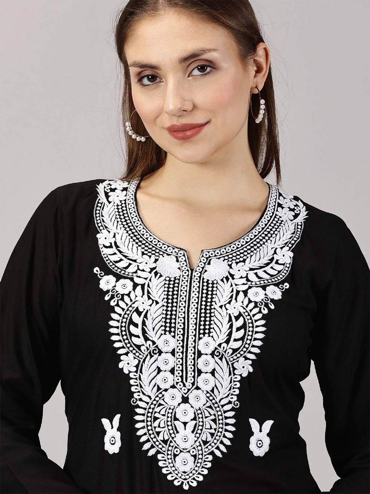 Women Red Floral Embroidered Straight Kurta | KDG - view 22