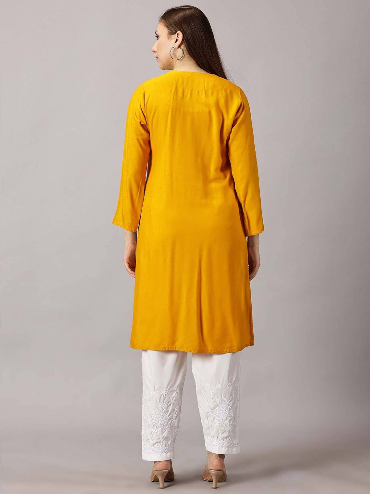 Women Red Floral Embroidered Straight Kurta | FY93 - view 38