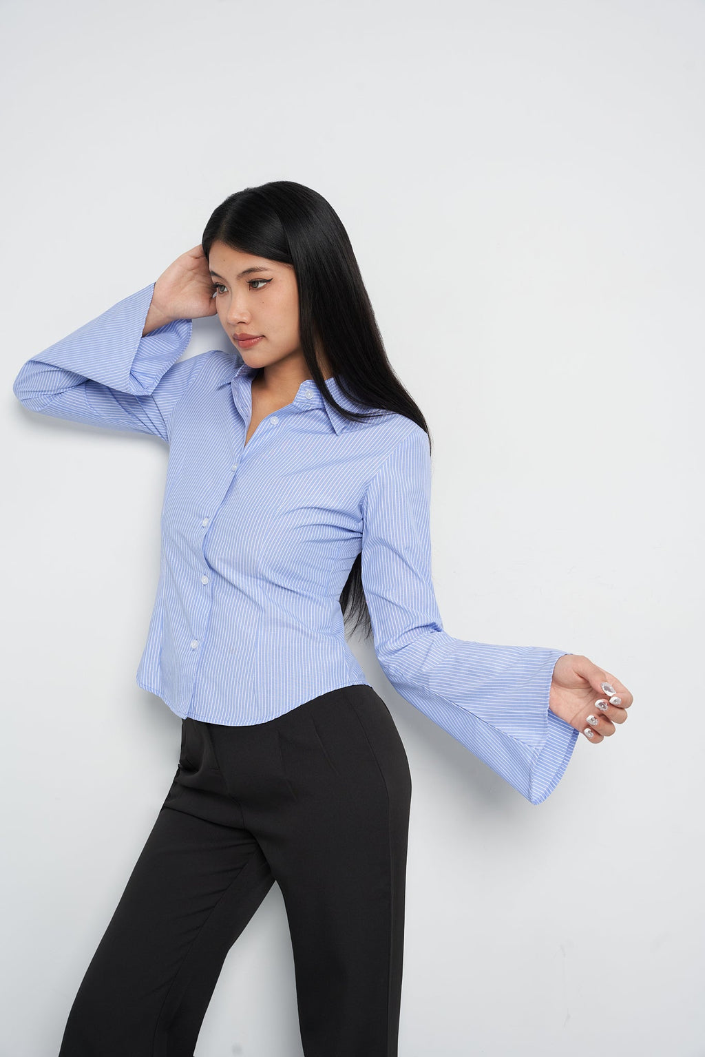 Stripe Bell Sleeve Shirt
