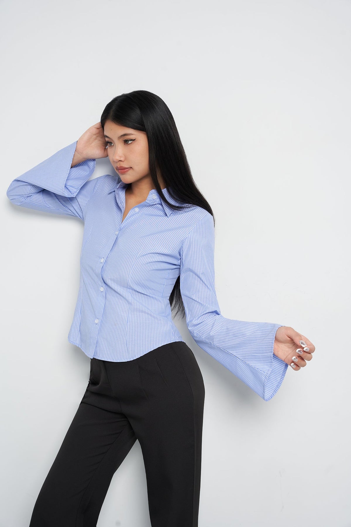 Stripe Bell Sleeve Shirt