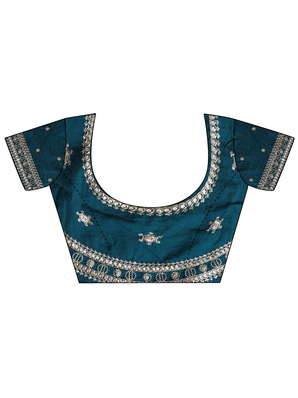 Libas Persian Blue Embellished Border Tissue Saree