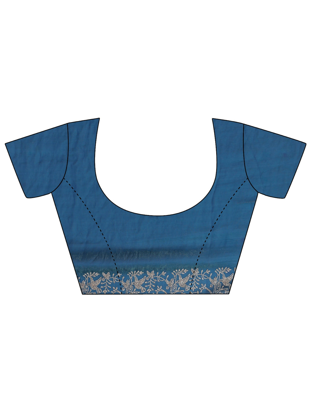Libas Pacific Blue Tissue Saree With Embroidered Border