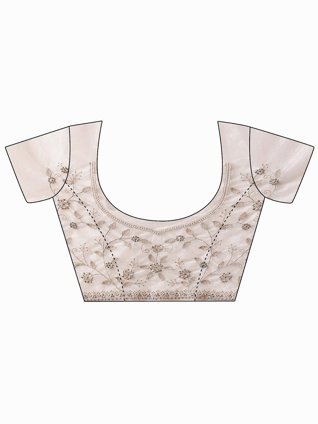 Libas Cream Floral Embroidered Net Saree