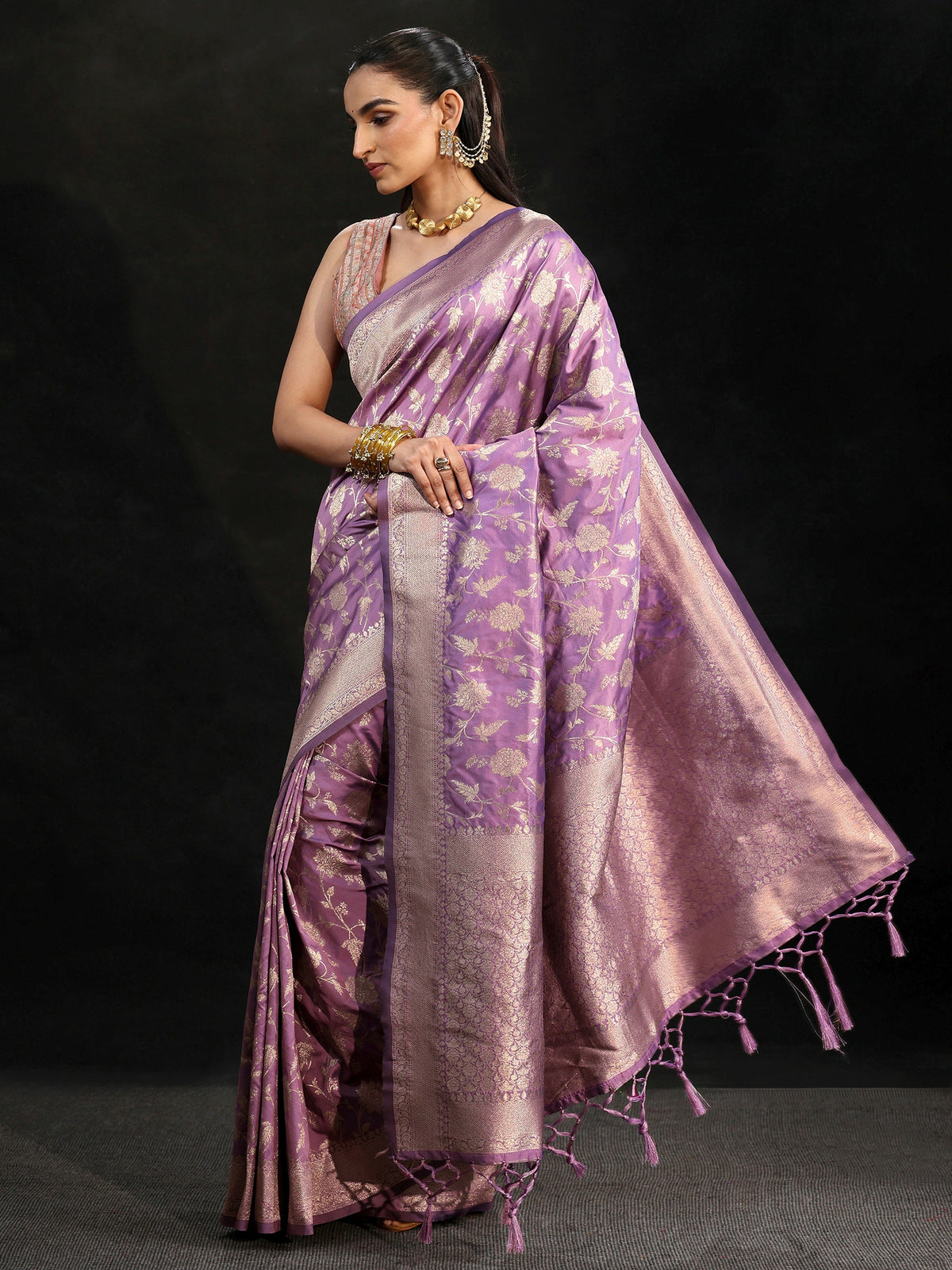 Libas Lavender Banarasi Silk Blend Saree