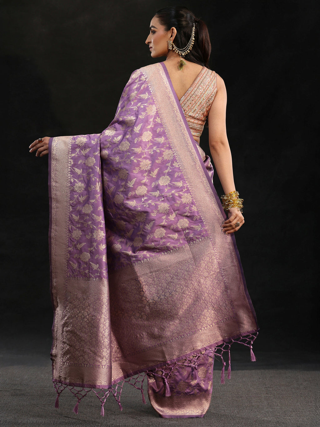 Libas Lavender Banarasi Silk Blend Saree