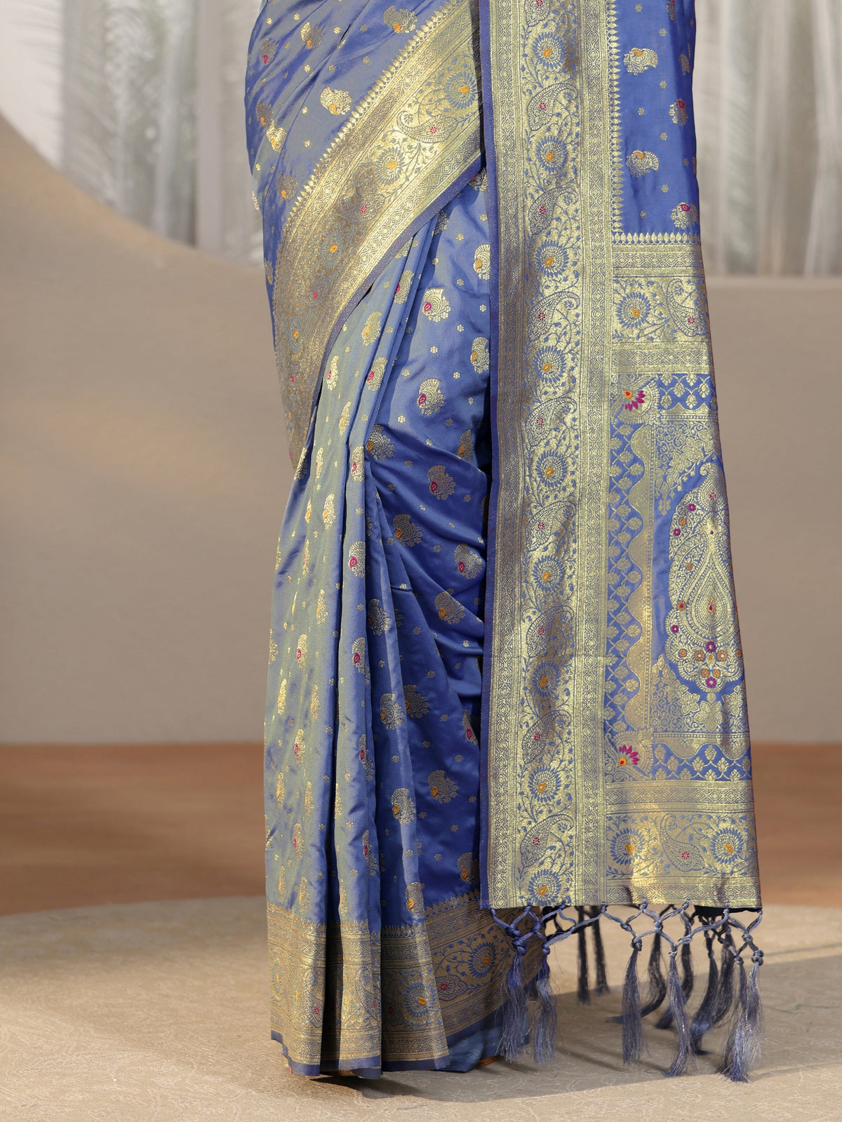 Libas Dusty Blue Banarasi Silk Blend Saree