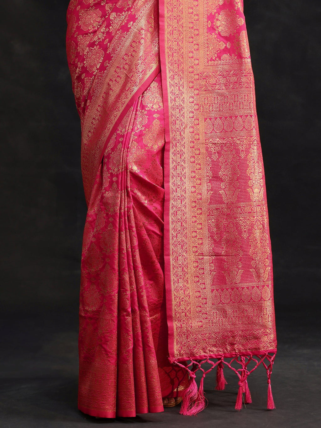 Libas Rani Pink Banarasi Silk Blend Saree S45