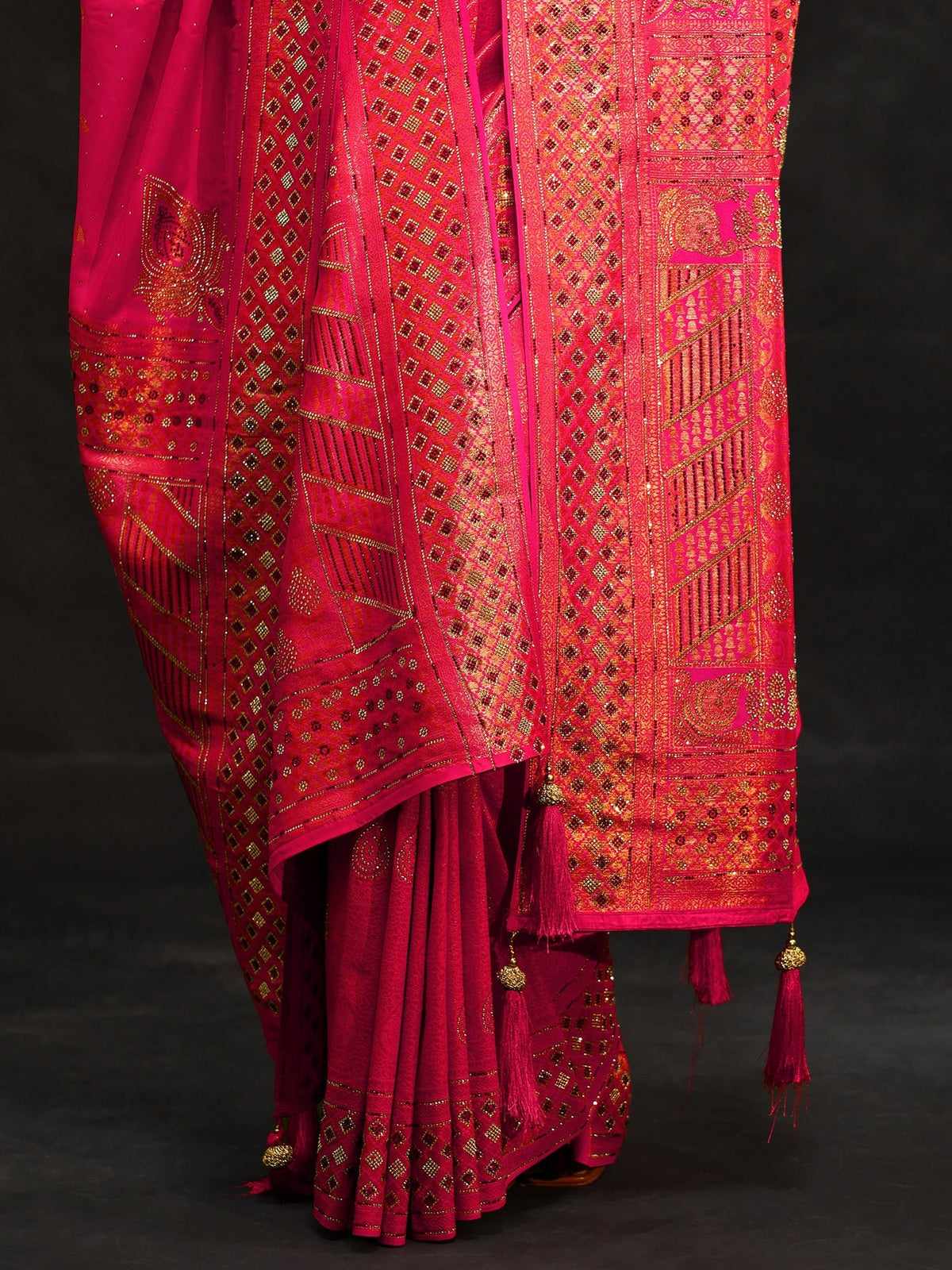 Libas Art Pink Embellished Banarasi Silk Blend Saree with Dupatta S45