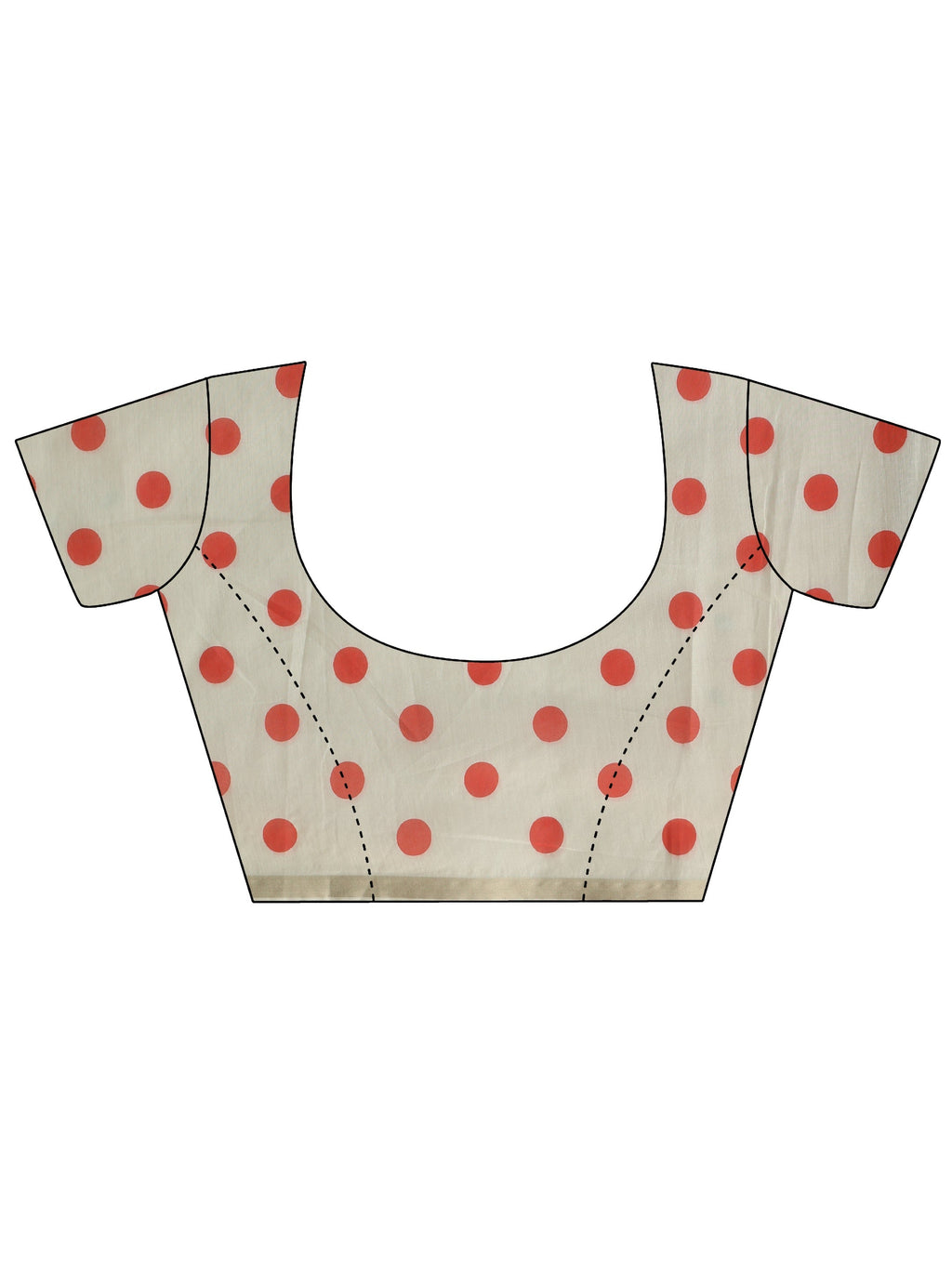 Libas Beige Polka Dot Print Cotton Blend Saree