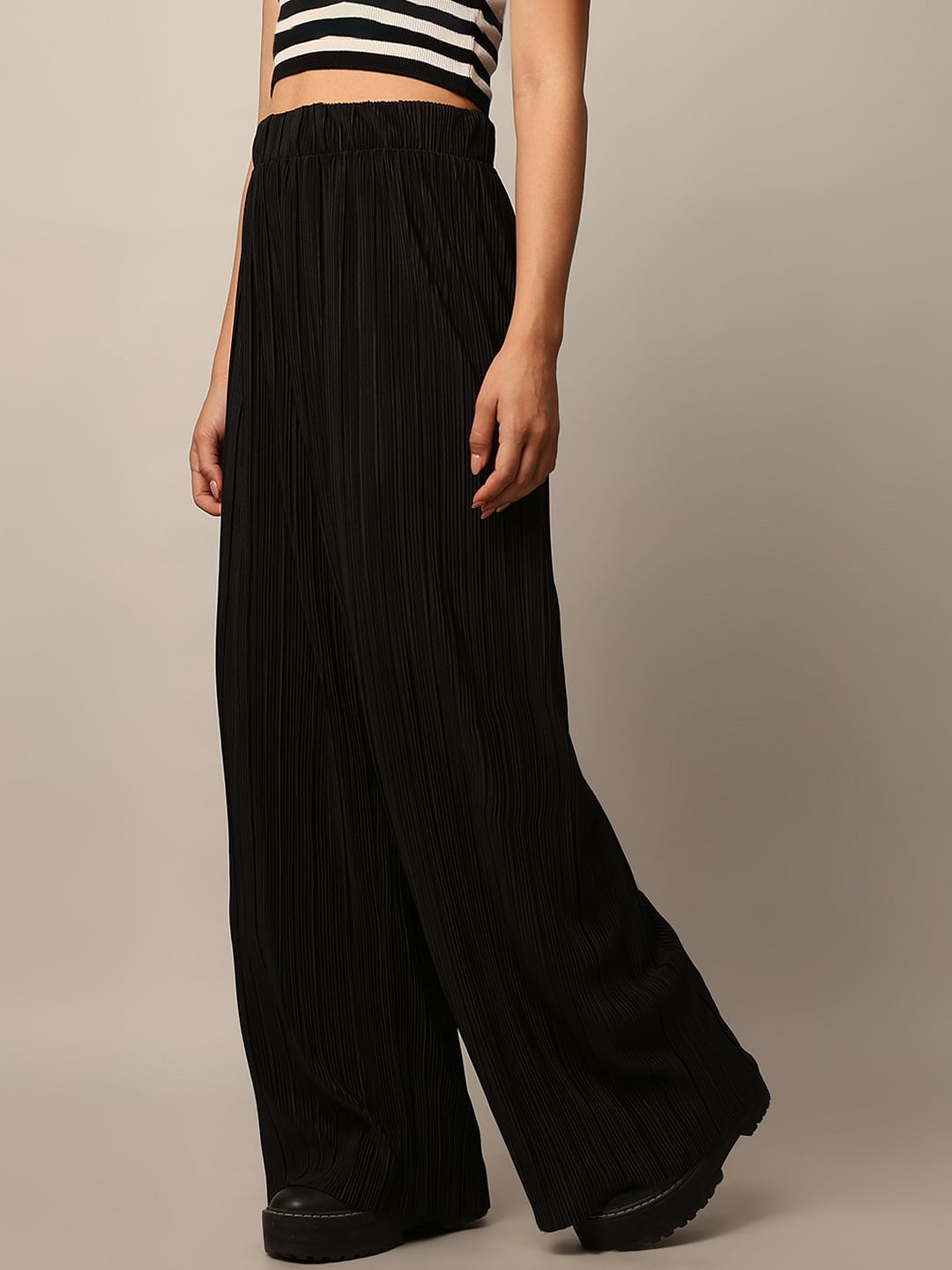 Black Textured Pant