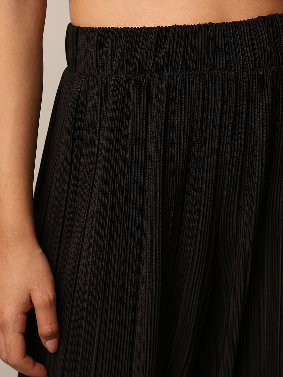 Black Textured Pant