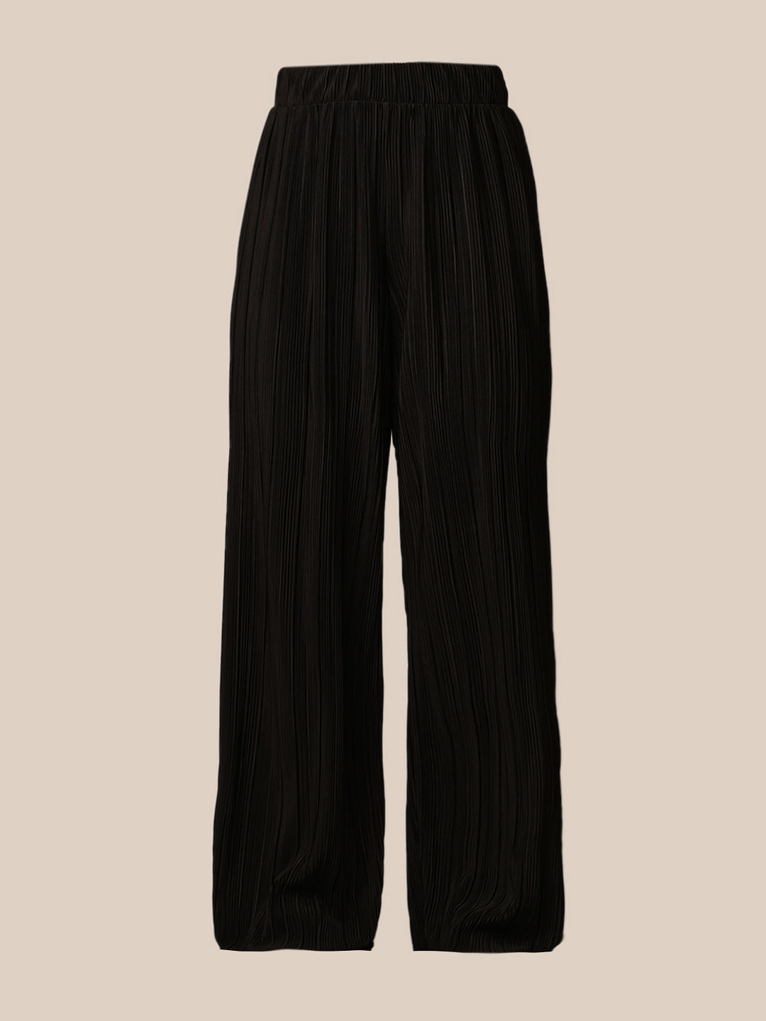 Black Textured Pant