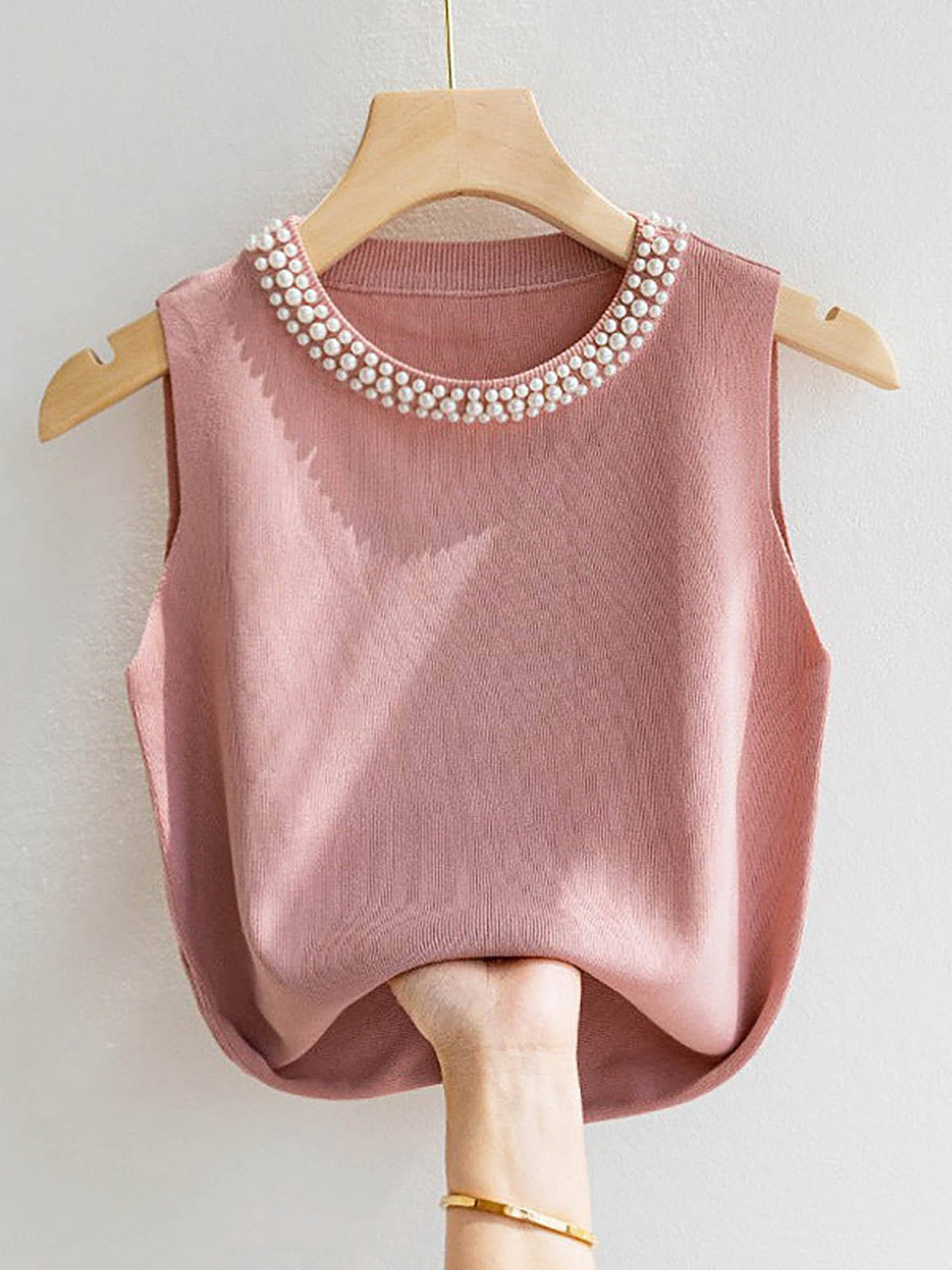 Pink Pearl Studded Tank Top | TT98 - view 1
